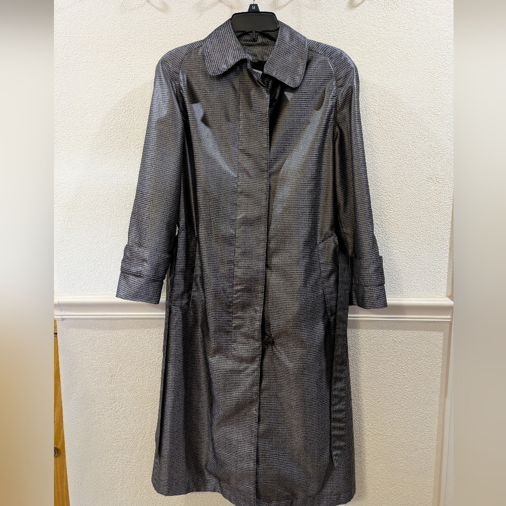 VTG I Magnin Raincoat Trenchcoat Houndstooth
